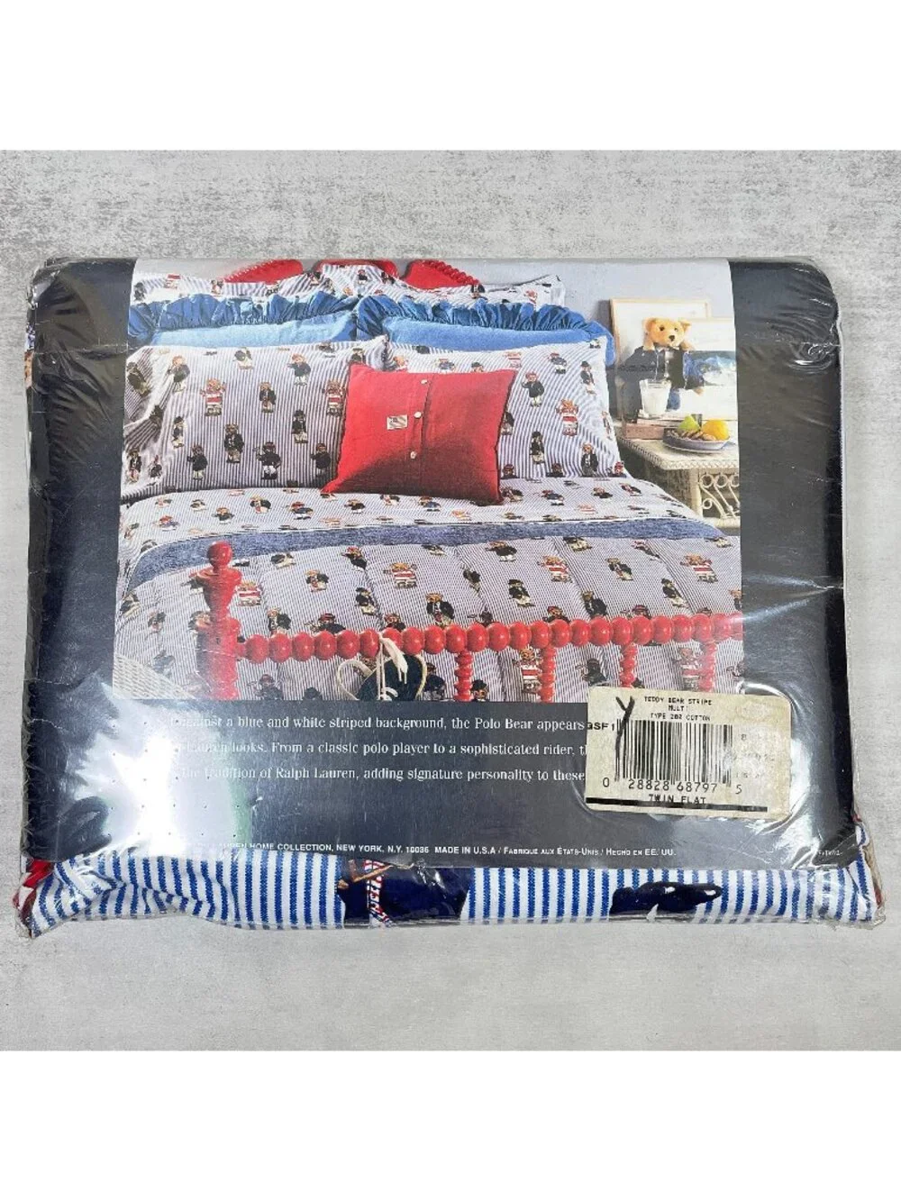 Polo Ralph Lauren Teddy Bear Twin Flat Bed Sheet 200 TC VTG USA